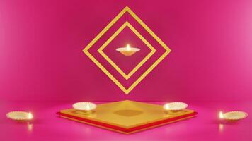 Indian festival Happy Diwali with Diwali props, holiday Background with product podium, Diwali celebration, 3D illustration rendered. photo