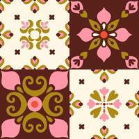 Abstract retro geometric seamless pattern. Modern floral tiles, blocks. Patchwork, mosaic. Background, digital paper, wrapping paper. vector
