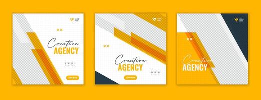 Modern Corporate social media post design, yellow square business template set for promotion, advertising vector