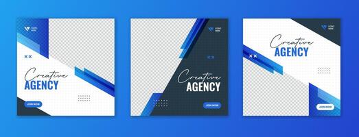 bstract corporate social media post design, business square template set vector