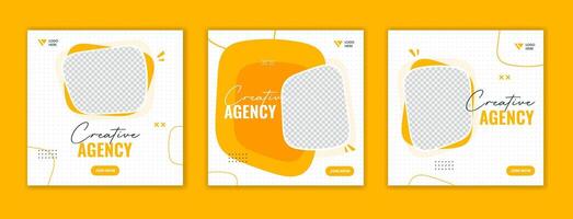 conjunto de editable amarillo social medios de comunicación enviar plantilla, corporativo cuadrado bandera diseño para digital publicidad y negocio promoción vector