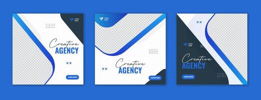 Blue gradient corporate social media post design, business creative digital marketing layout vector