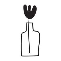 Flower in bottle. Vase. Simple design. Outline isolated icon on white background. vector