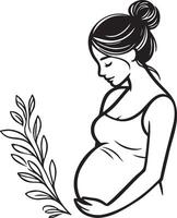 Pregnant Woman Line Art. vector