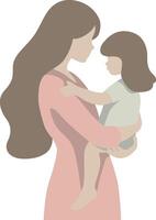 Mother Holding Daughter Illustration. vector