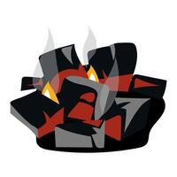 A illustration of burning charcoal can be employed for barbecue restaurant menus, grilling guides, or outdoor cooking equipment advertisements, creating a dynamic and atmospheric visual effect vector