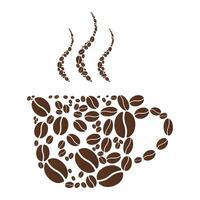 Coffee bean cup with full shape vector