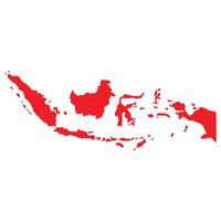 Sillhoute indonesia map red background vector