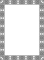 monochrome black square Yakut ornament. An endless rectangular border, a frame of the northern peoples of the Far East vector