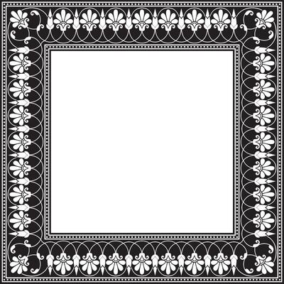monochrome black square classic greek meander ornament. Pattern of ancient Greece. Border, frame of the Roman Empire