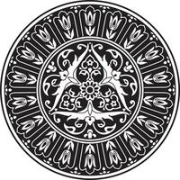 black monochrome round turkish ornament. Ottoman circle, ring, frame vector