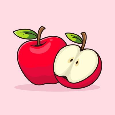 Two pairs of apples fruit illustration