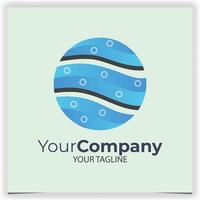 circular blue water logo design template vector