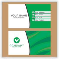 business card green with white design template vector