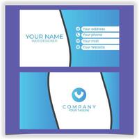 business card with blue waves design template vector