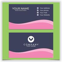 business card with pink wave design template vector