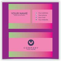 business card with pink flat design template vector