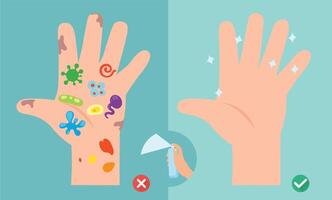 Clean your hands using alcohol spray illustration vector