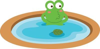 Frog in the pond illustration vector