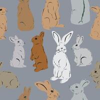 un grupo de conejos en un gris antecedentes vector