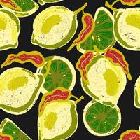 a pattern with green and yellow limes vector