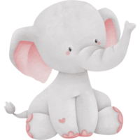 adorável Rosa elefante aguarela clipart, bebê elefante clipart, imprimível berçário elefante parede arte, berçário decoração, crianças quarto parede decoração png