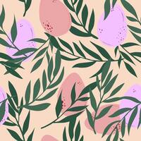 easter egg pattern with leaves and flowers vector