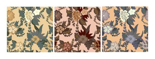 four different floral designs on a white background vector