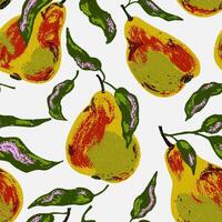 a pattern with pears and leaves on it vector