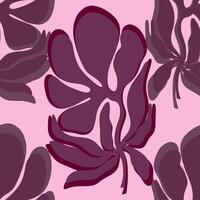 a pattern with purple flowers on a pink background vector