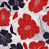 a red and black floral pattern vector