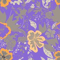 a purple and orange floral pattern vector