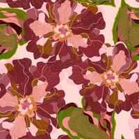 a pattern with pink and brown flowers vector