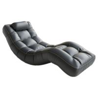 Black Leather Chaise on Transparent background - png