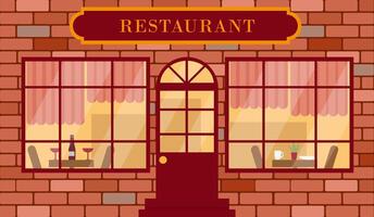 Detailed restaurant facade illustration. vector