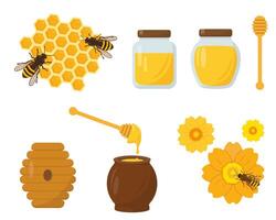 Honey and beekeeping set icons vector