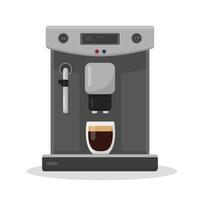 Coffee maker with glass of coffee isolated on white background. Coffee mashine for office or home. vector