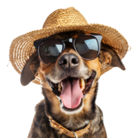 cachorro vestindo chapéu e óculos em transparente fundo - png