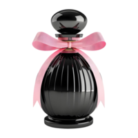 Black Perfume Bottle With Ribbon on Transparent background - png