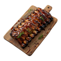 3D Rendering of a Grill Mutton Champ in a Plate on Transparent Background - png