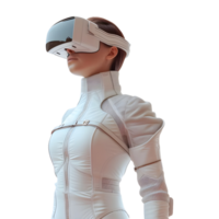 3D Rendering of a Person Wearing VR Headset and Standing on Transparent Background - png