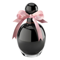 Black Perfume Bottle With Ribbon on Transparent background - png