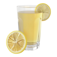 3D Rendering of a Lemon Juice in a Glass on Transparent Background - png