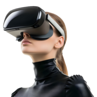 3D Rendering of a Person Wearing VR Headset and Standing on Transparent Background - png