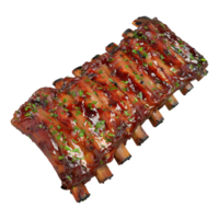 3d representación de un parrilla Carne de cordero morder en un plato en transparente antecedentes - png