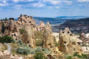 hermosa paisaje Capadocia Roca y goreme nacional parque nevsehir pavo. foto