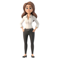 3D Rendering of a Cartoon of Business Woman Standing on Transparent Background - png