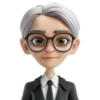 3D Rendering of a Cartoon of Business Woman Standing on Transparent Background - png