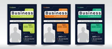 Modern conference flyer template and Three color variations conference flyer template vector