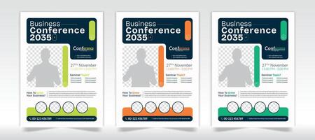 Modern conference business flyer design template, workshop flyer design with modern shape vector